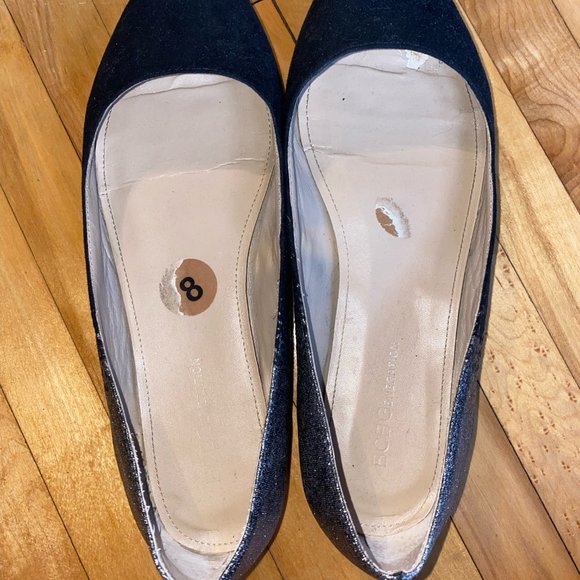 Black Silver Sparkles Pointed Toe Flat. Business in front/party in the back - Picture 3 of 6